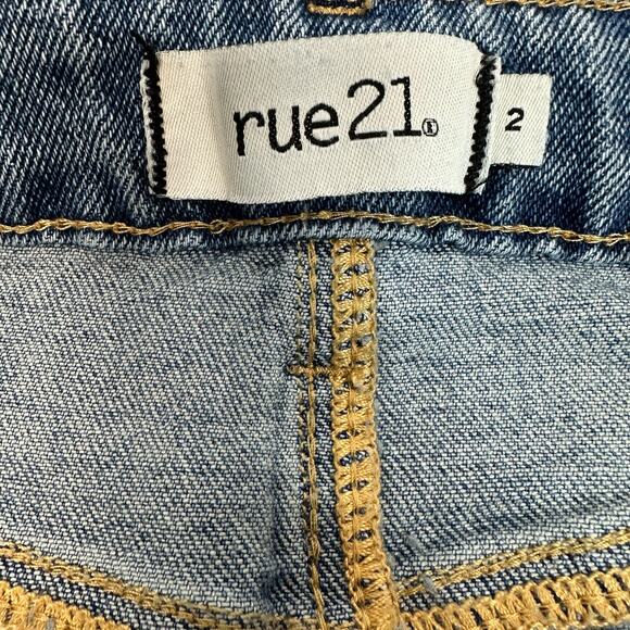 Rue 21 Womens Relaxed Baggy Mid Rise Waist Jeans Distressed Medium Wash Size 2 - Picture 7 of 8